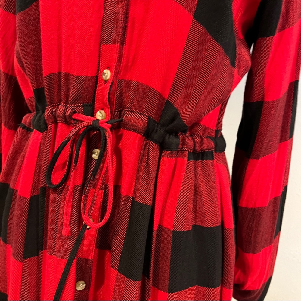 Maurice’s Red and Black Plaid button down midi Shirt Dress - Picture 3 of 12